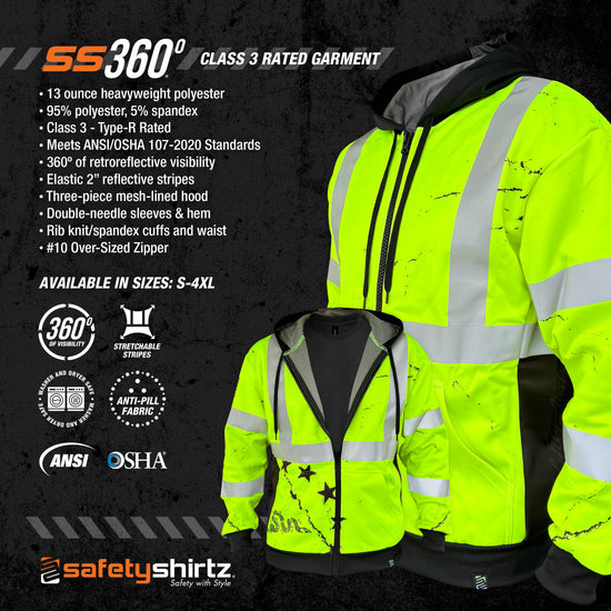 SS360º 1776 Betsy Ross Yellow Class 3 - Type-R - Safety Hoodie
