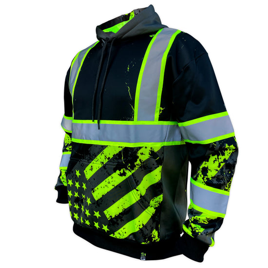 SS360º Stealth American Grit - Black - Type-O -  Reflective Safety Hoodie
