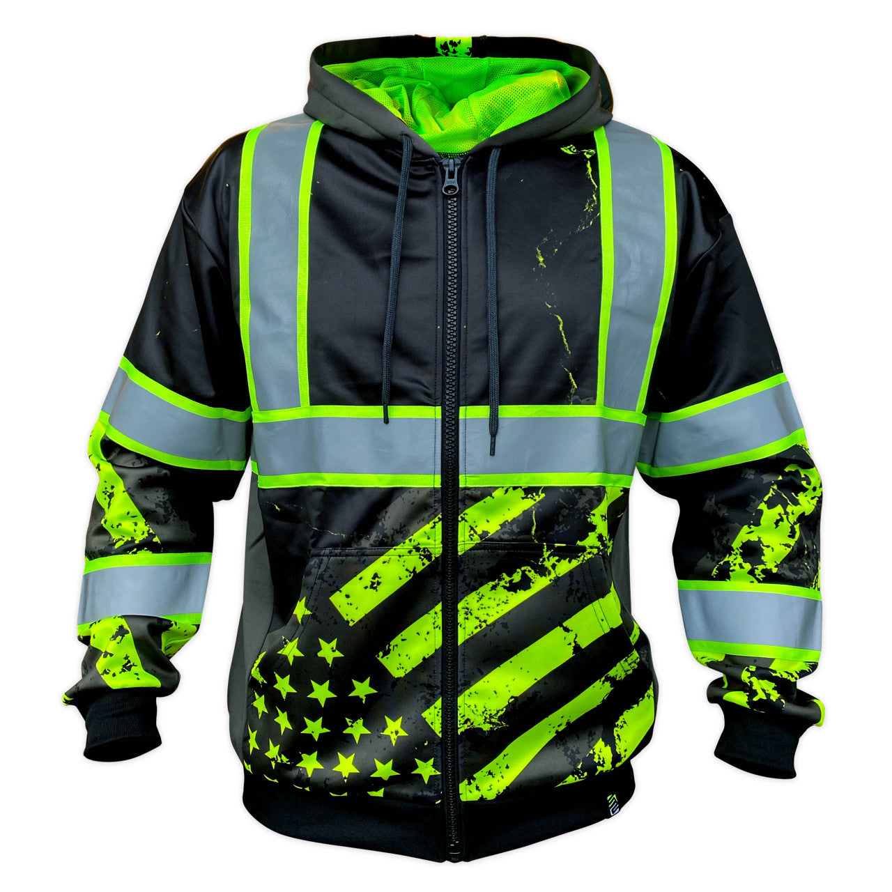 SS360º Stealth American Grit Zip-Up - Black - Type-O Reflective Safety Hoodie