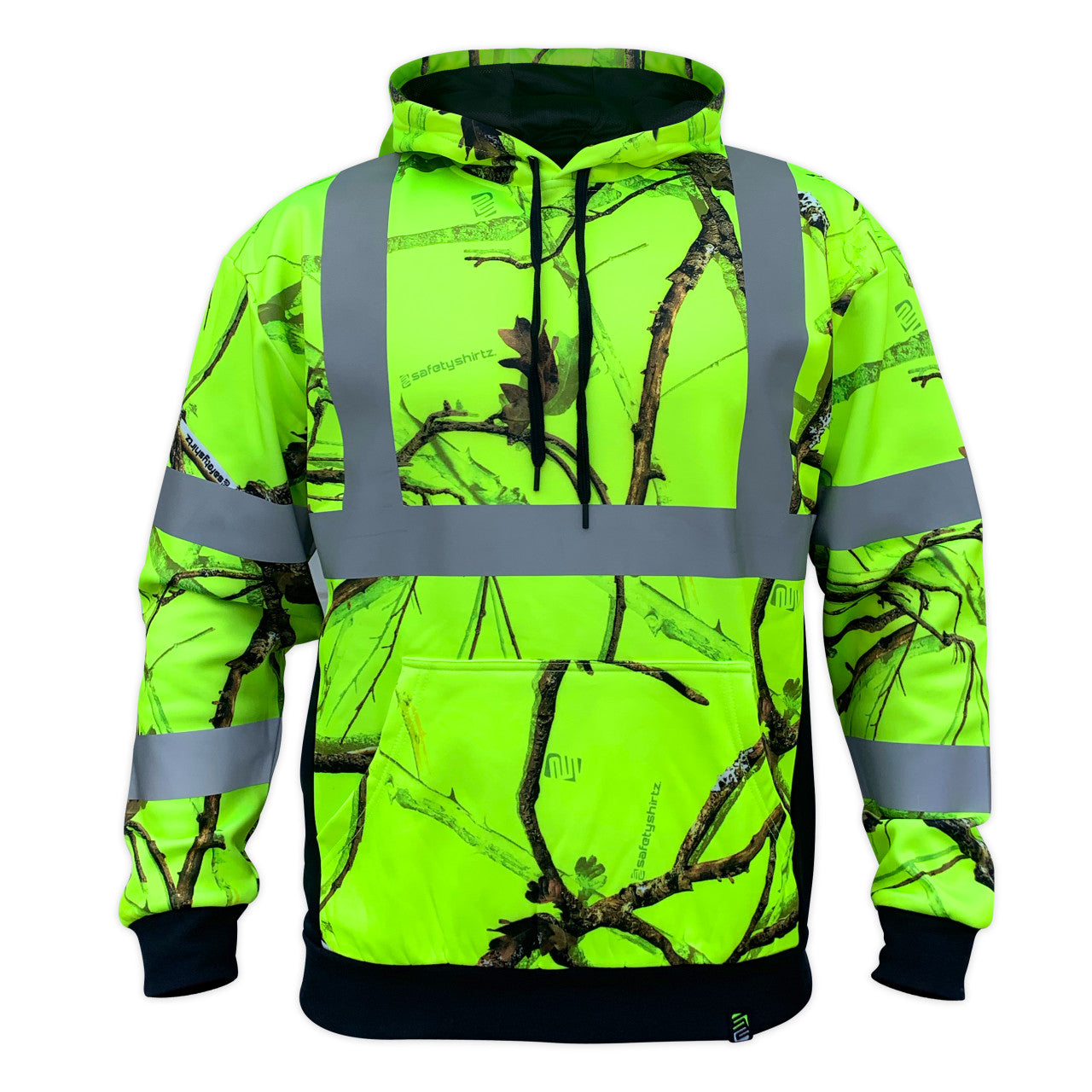 SS360° Backwoods Camo - Yellow (Safety Green) - Class 3 - Type-R - Reflective Safety Hoodie