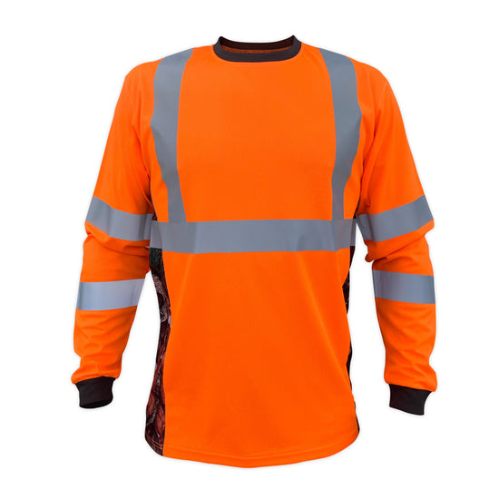 SS360º Deepwoods Camo Long Sleeve - Orange - Class 3 - Type-R - UPF 40 - Reflective Safety Shirt