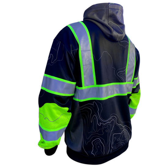 SS360º Stealth Topo - Black - Type-O - Enhanced Visibility - Reflective Safety Hoodie
