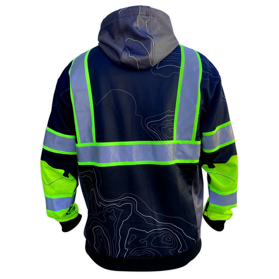 SS360º Stealth Topo - Black - Type-O - Enhanced Visibility - Reflective Safety Hoodie