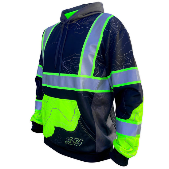 SS360º Stealth Topo - Black - Type-O - Enhanced Visibility - Reflective Safety Hoodie
