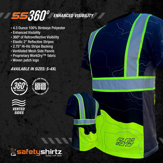 SS360º Stealth Topo - Black - Enhanced Visiblity - Reflective Safety Shirt