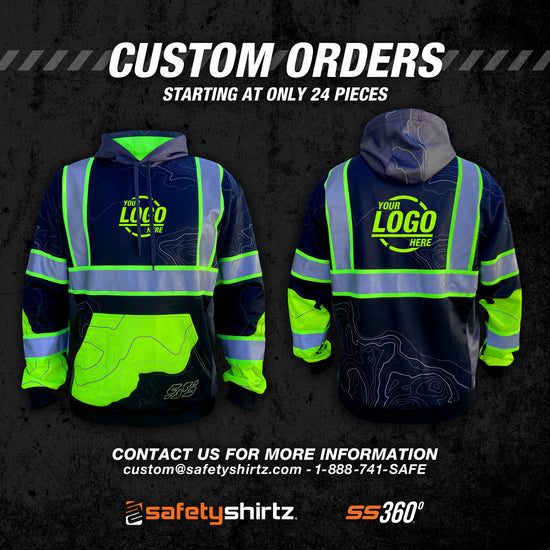 SS360º Stealth Topo - Black - Type-O - Enhanced Visibility - Reflective Safety Hoodie - Custom Orders