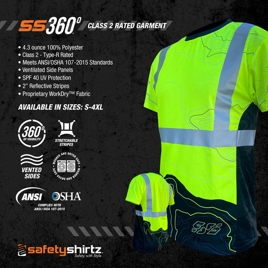 SS360º Topo Yellow Class 2 - Type-R - UPF 40 -  Reflective Safety Shirt