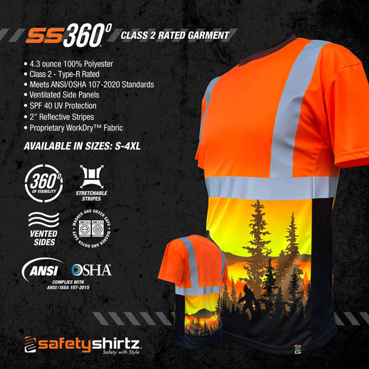 SS360º Wildland Sasquatch - Orange - Class 2 - Type-R - UPF 40 - Reflective Safety Shirt