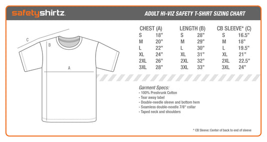 Thin Blue Line Stealth Safety Shirt Size Chart