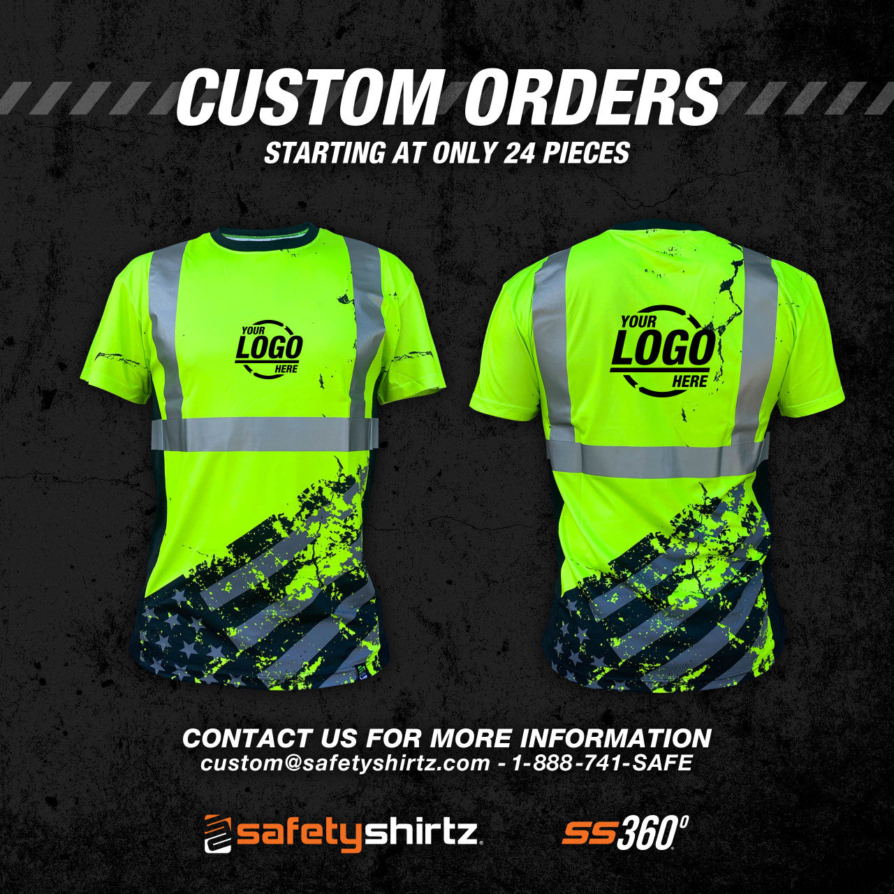 SS360º American Grit - Yellow - Class 2 - Type-R - UPF 40 - Reflective Safety Shirt - Custom Orders