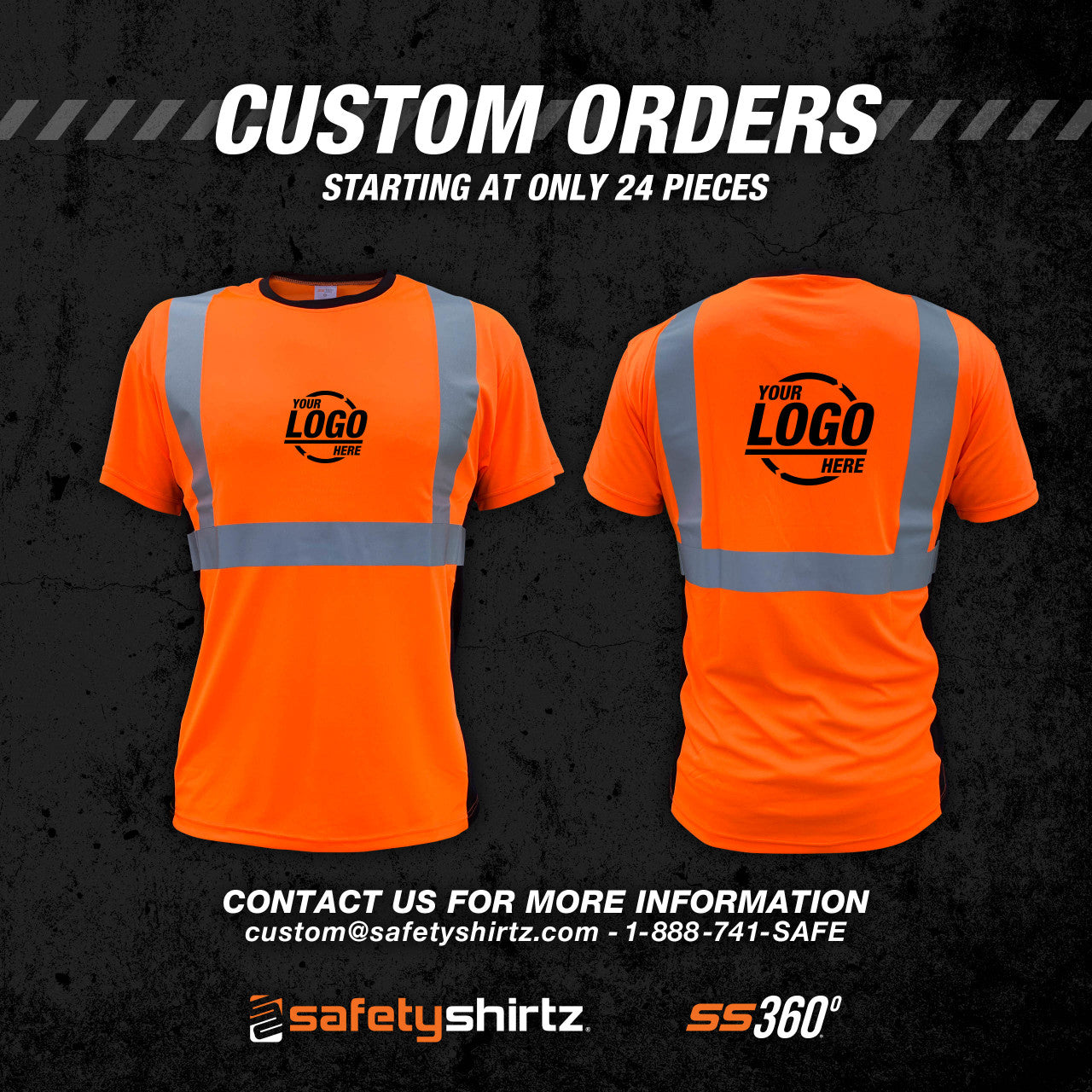 SS360º Basic - Orange - Class 2 - Type-R - UPF 40 - Reflective Safety Shirt - Custom Orders