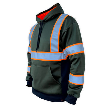 SS360º Basic - Military Green/Neon Orange - Enhanced Visibility - Reflective Safety Hoodie