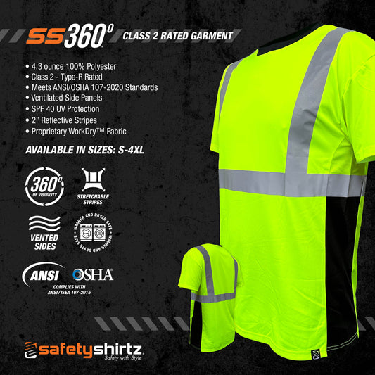S360º Basic - Yellow (Safety Green) - Class 2 - Type-R - UPF 40 - Reflective Safety Shirt