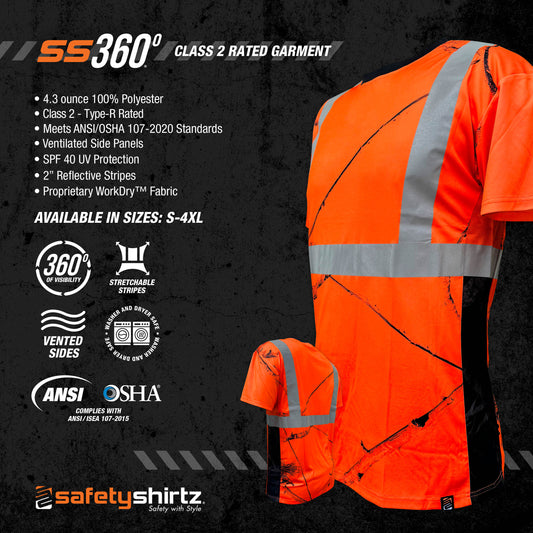 SS360º Daybreak - Orange - Class 2 - Type-R - Reflective Safety Tee