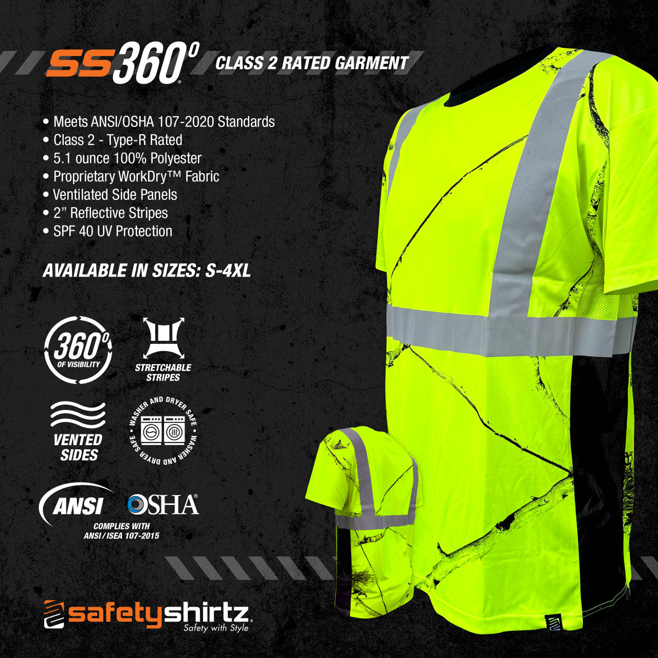 SS360º Daybreak - Yellow - Class 2 - Type-R - Reflective Safety Tee
