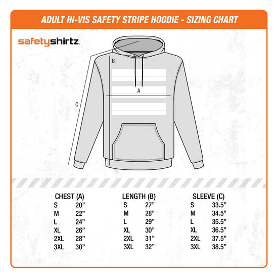 Adult Hoodie - Size Chart
