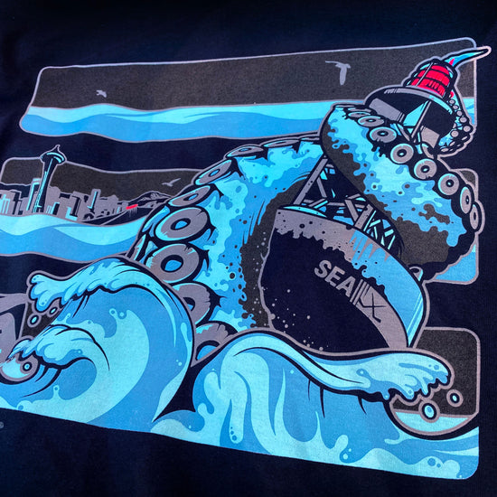 Seattle Ice Safety Stripe Hoodie - Sea Blue/Reflective/Navy Blue