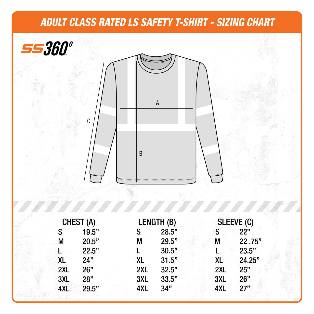 SS360º Long Sleeve Tee - Size Chart
