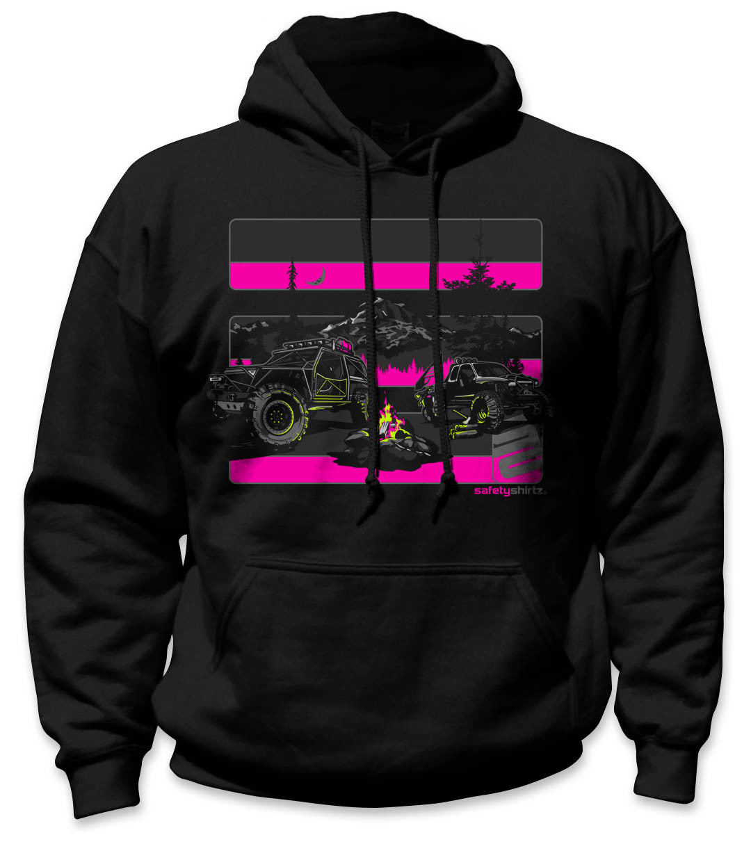 Basecamp Hi-Vis Safety Stripe Hoodie - Neon Pink/Reflective/Black