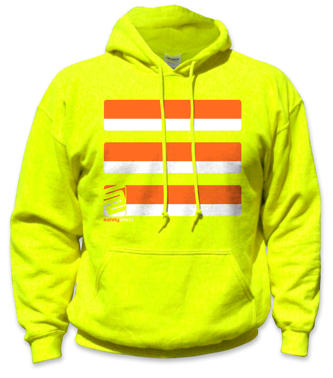 Basic Hi-Vis Safety Stripe Hoodie - Neon Orange/Yellow