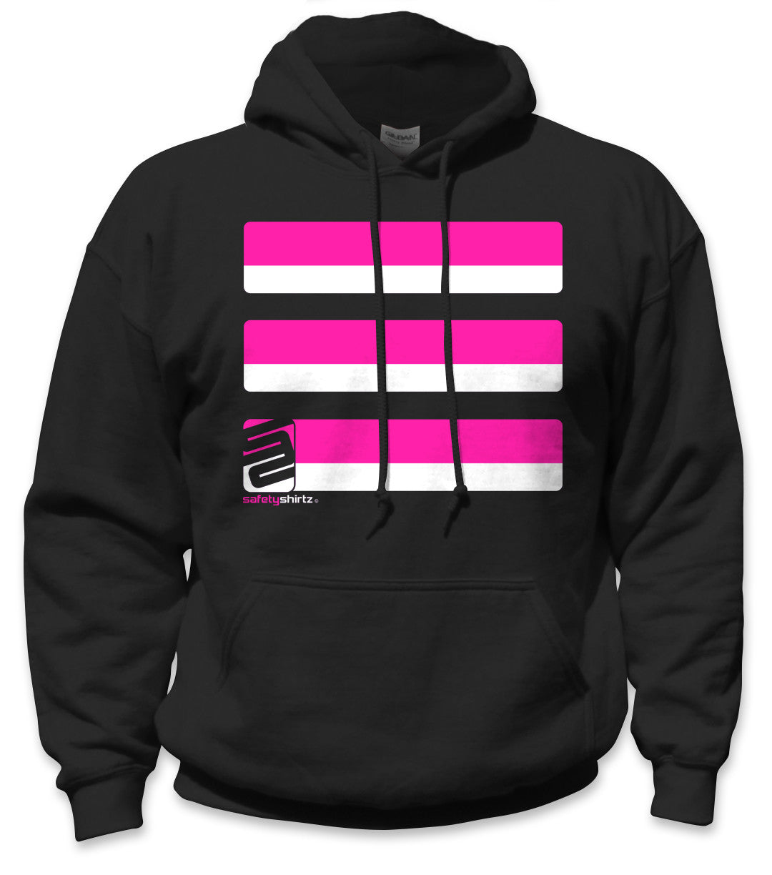 Basic Hi-Vis Safety Stripe Hoodie - Neon Pink/Black