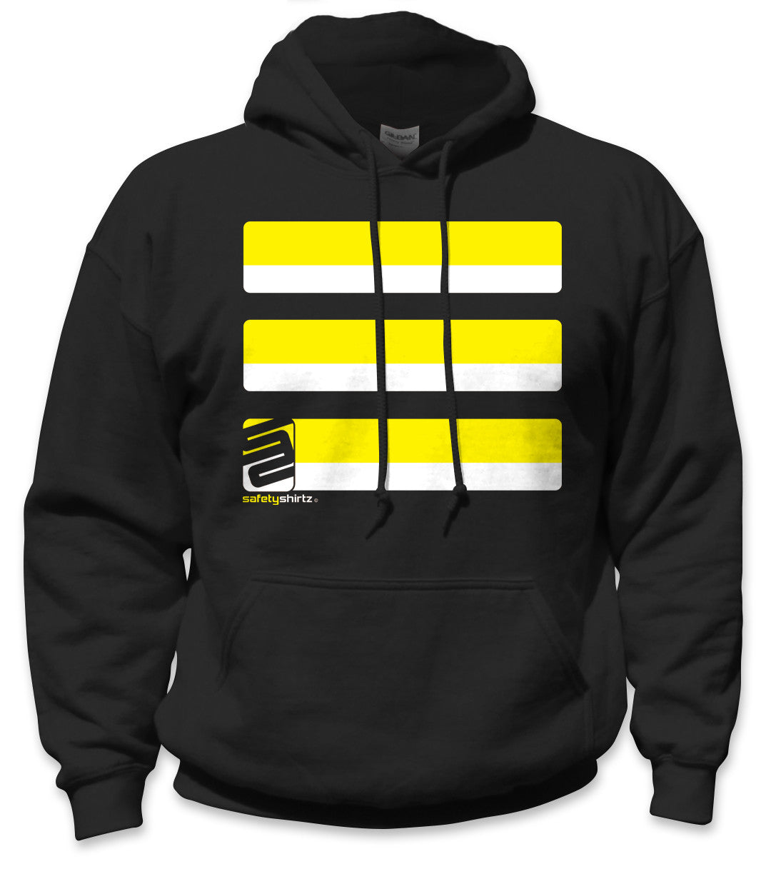 Basic Hi-Vis Safety Stripe Hoodie - Neon Yellow/Black