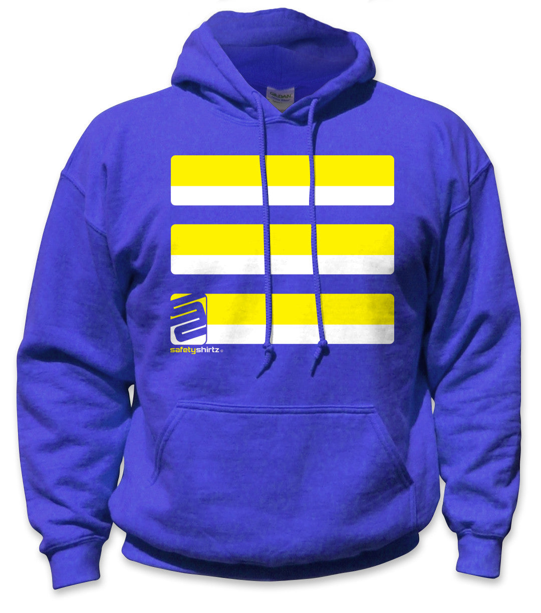 Basic Hi-Vis Safety Stripe Hoodie - Neon Yellow/Royal Blue