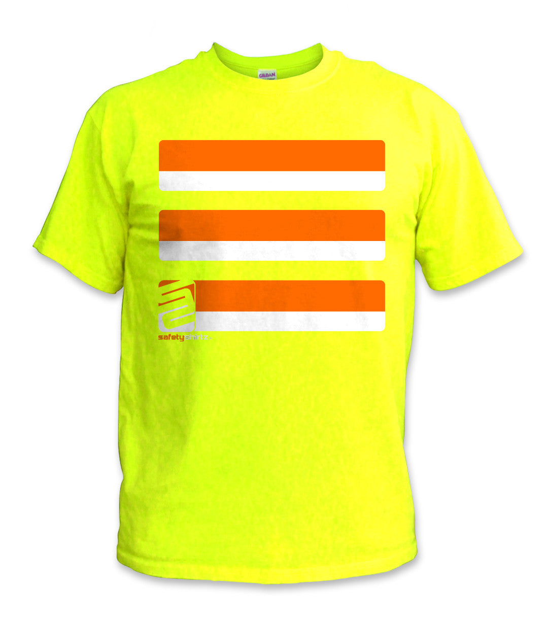 Basic Hi-Vis Safety Stripe Tee - Neon Orange/Yellow (Safety Green)