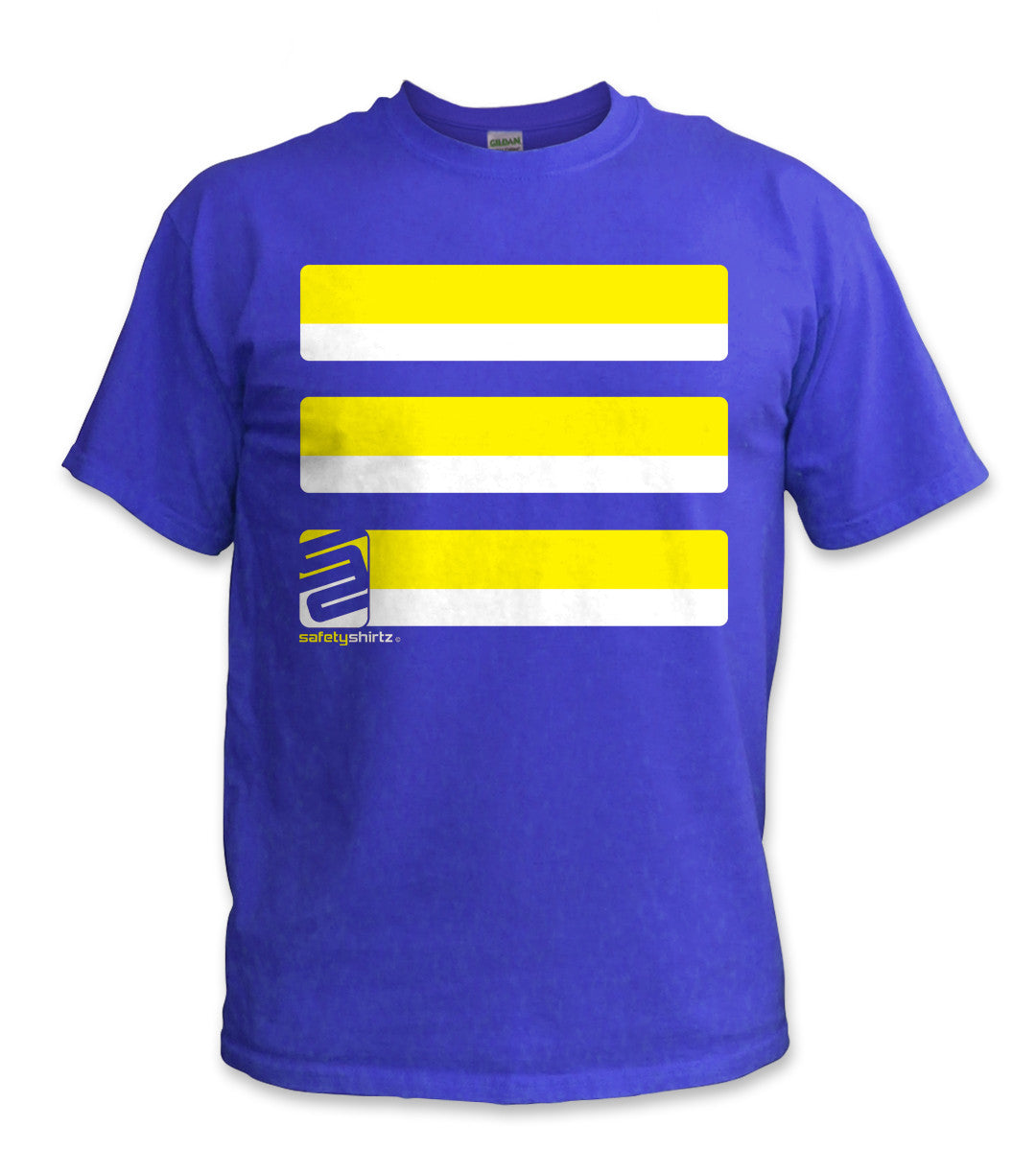Basic Hi-Vis Safety Stripe Shirt - Neon Yellow/Royal Blue