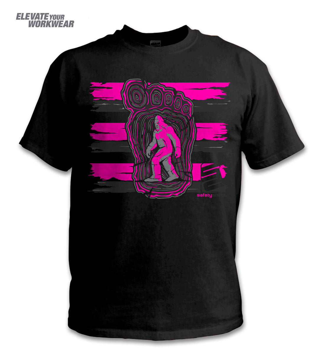 Bigfoot Hi-Vis Safety Stripe Tee - Neon Pink/Reflective/Black