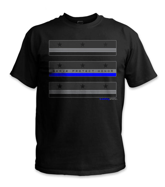 Thin Blue Line Stealth Safety Shirt - Blue/Gray/Reflective/Black