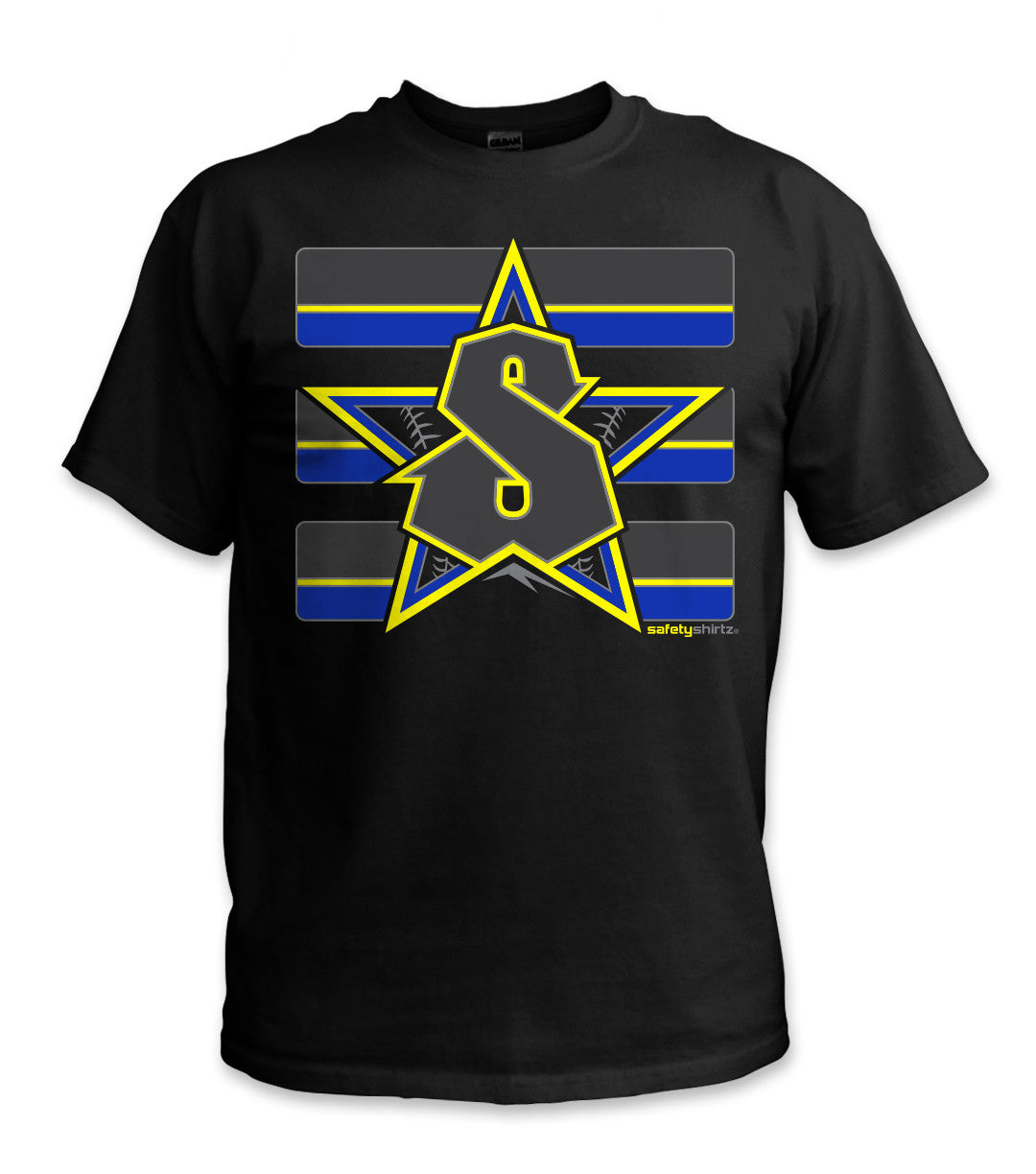 Classic Stealth Hi-Vis Safety Stripe Shirt - Blue/Neon Yellow/Reflective/Gray/Black