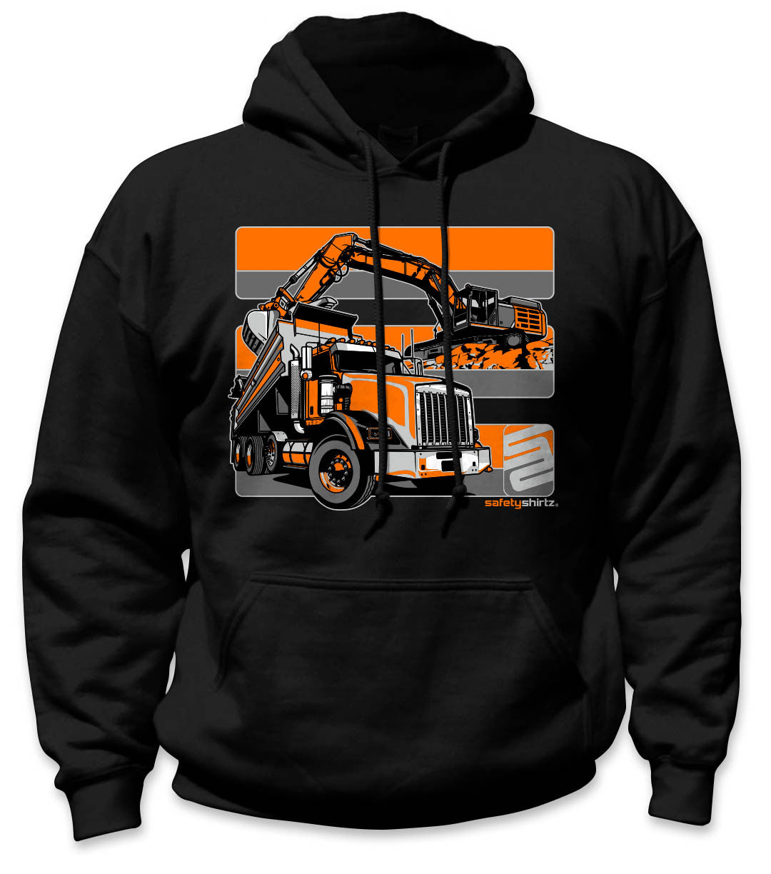 Dirtworks Hi-Vis Safety Stripe Hoodie - Neon Orange/Gray/Black