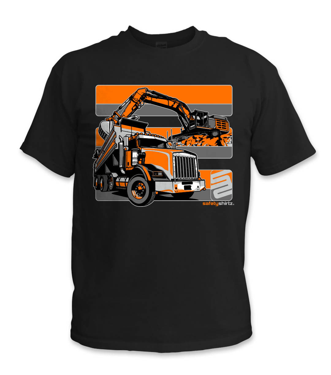 Dirtworks Hi-Vis Safety Stripe Tee - Neon Orange/Gray/Black