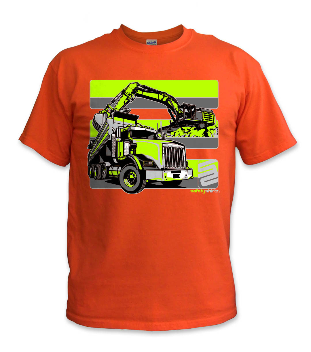 Dirtworks Hi-Vis Safety Stripe Tee - Neon Yellow/Gray/Orange