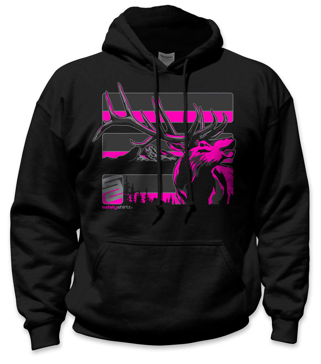 Elk Hi-Vis Safety Stripe Hoodie - Neon Pink/Gray/Reflective/Black