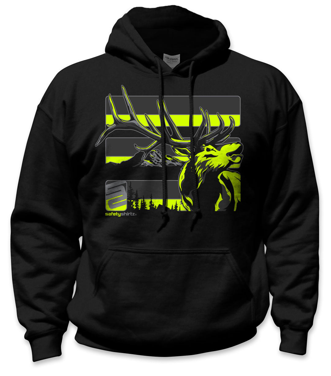 Elk Hi-Vis Safety Stripe Hoodie - Neon Yellow/Gray/Reflective/Black