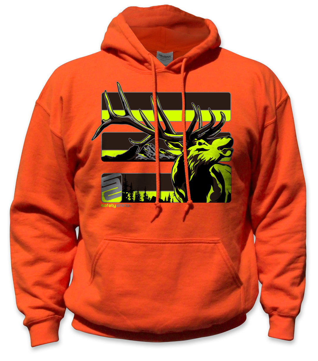 Elk Hi-Vis Safety Stripe Hoodie - Neon Yellow/Gray/Reflective/Orange