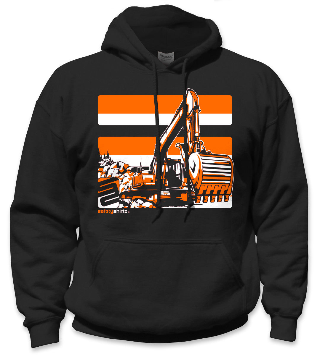 SafetyShirtz - NEW Excavator Safety Hoodie - Orange/Black