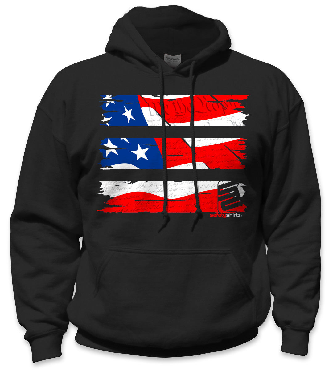 Old Glory Hi-Vis Safety Stripe Hoodie - Neon Red/White/Blue/Black