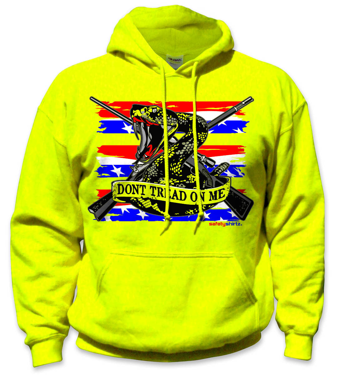 The Patriot Hi-Vis Safety Stripe Hoodie - Neon Red/Blue/Yellow (Safety Green)