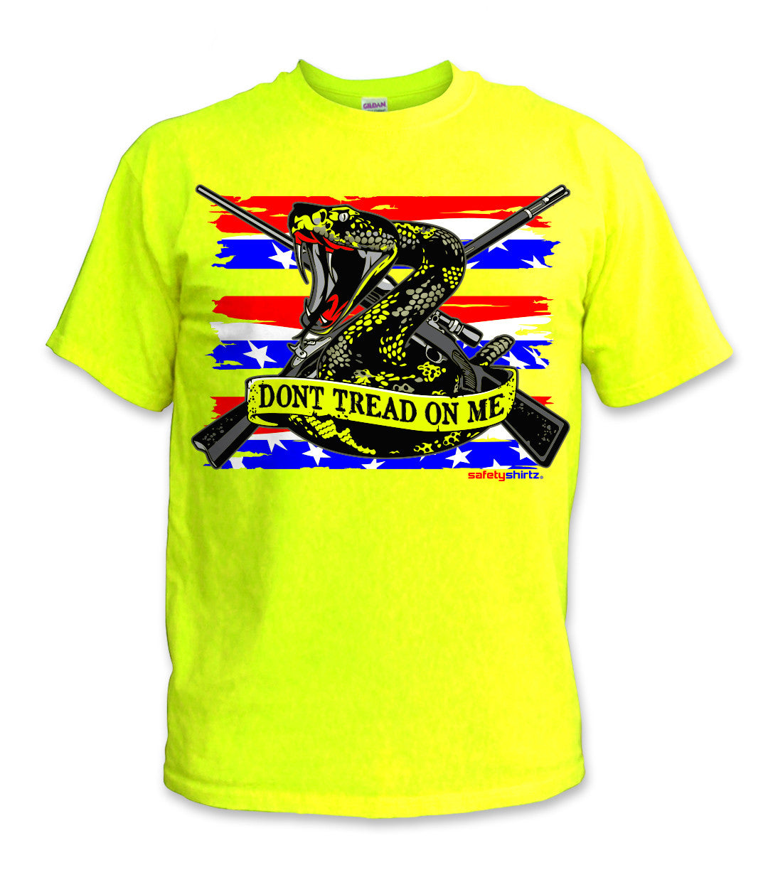 The Patriot Hi-Vis Safety Stripe Tee - Neon Red/Blue/Yellow (Safety Green)