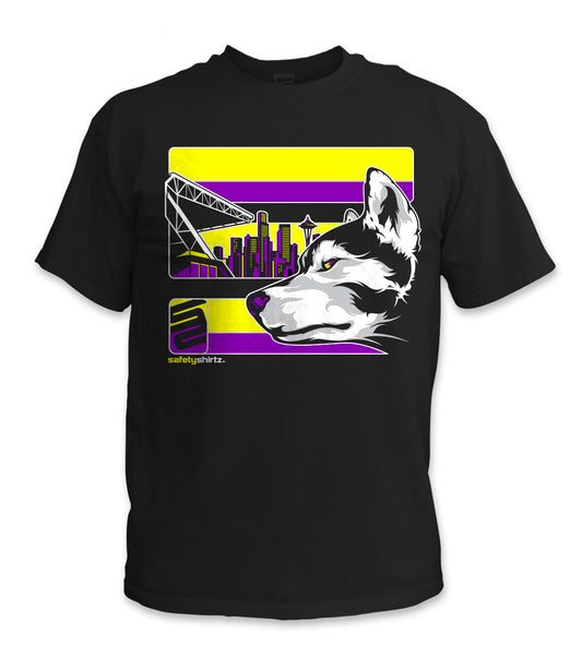 Purple Reign Hi-Vis Safety Stripe Tee - Neon Yellow/Purple/Black