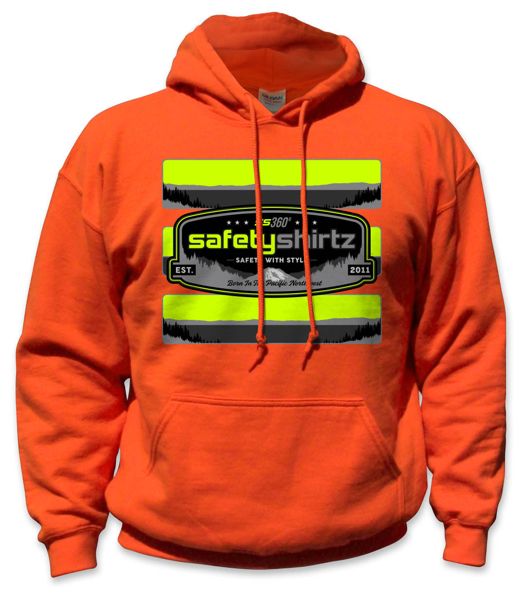 SS Badge Hi-Vis Safety Stripe Hoodie - Neon Yellow/Black Reflective/Orange