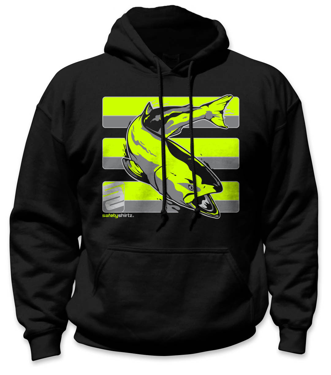 Salmon Hi-Vis Safety Stripe Hoodie - Neon Yellow/Black
