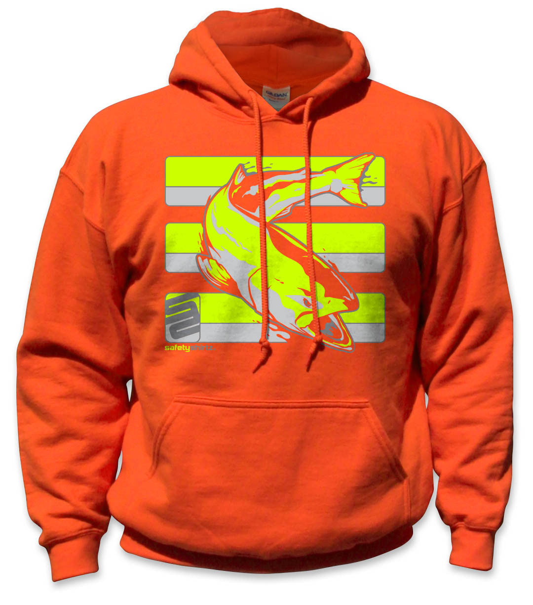 Salmon Hi-Vis Safety Stripe Hoodie - Neon Yellow/Gray/Orange