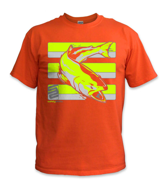 Salmon Hi-Vis Safety Stripe Shirt - Neon Yellow/Gray/Orange