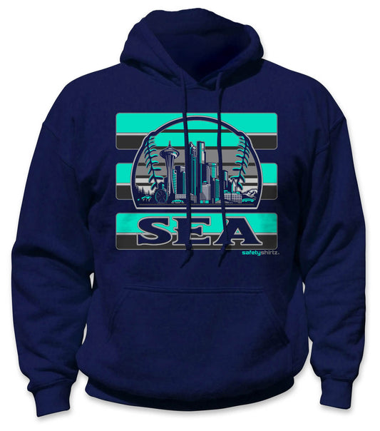 Seattle Rise Safety Hoodie - Turq/Gray/Reflective/Navy