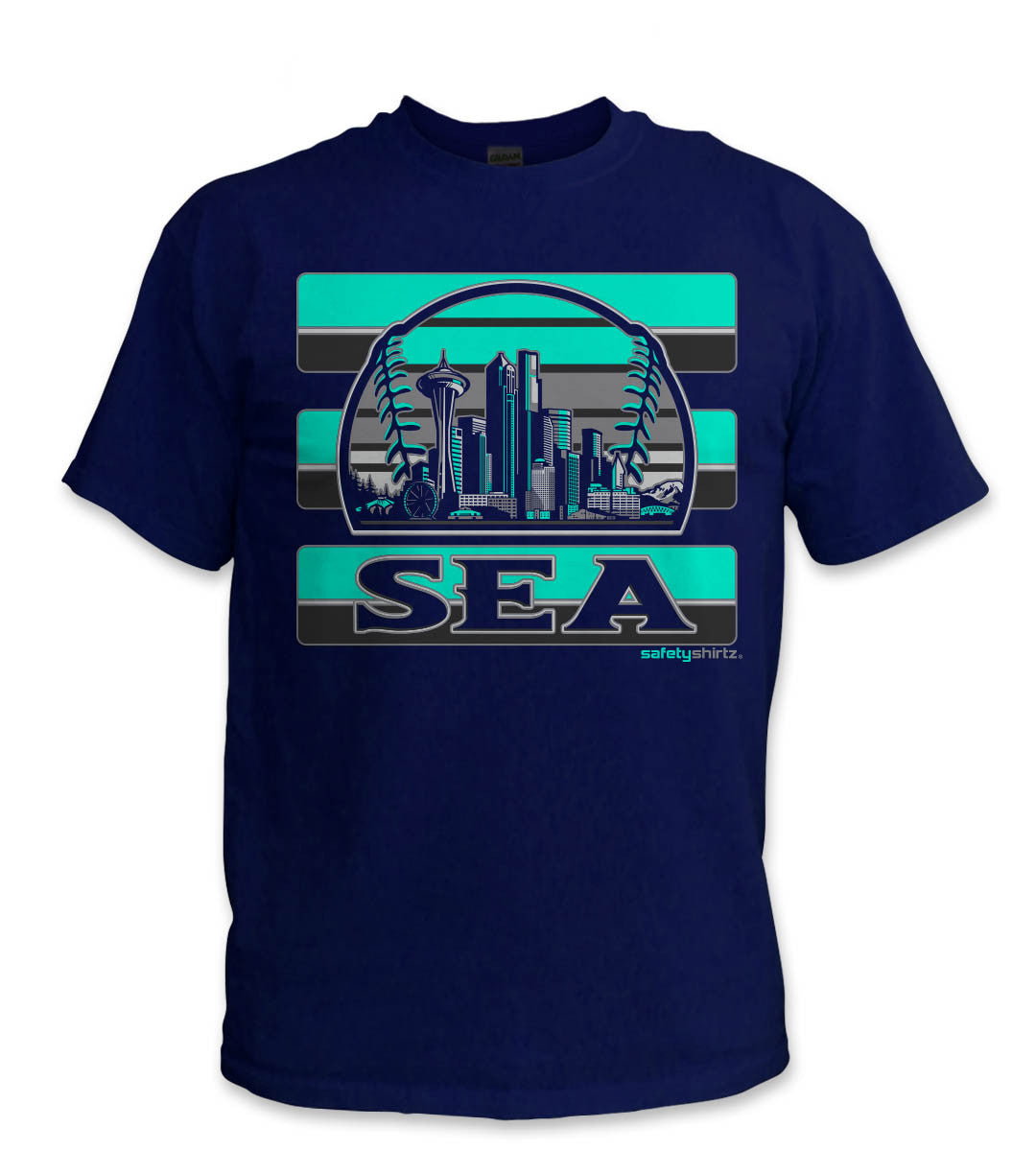 Seattle Rise Safety Shirt - Turq/Gray/Reflective/Navy