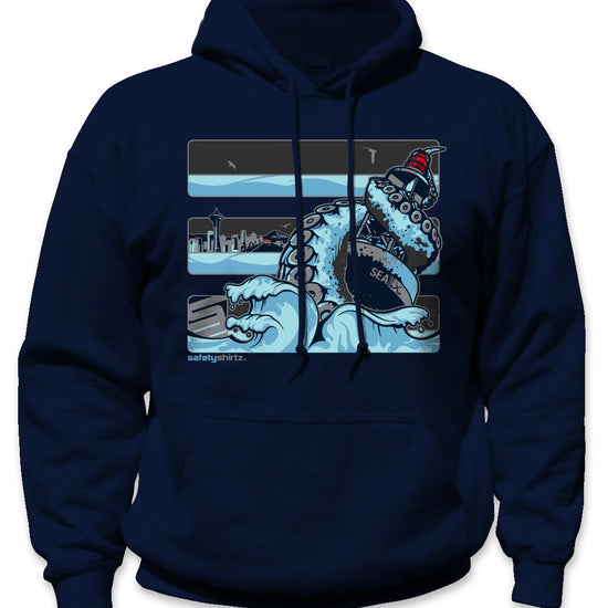 Seattle Ice Safety Stripe Hoodie - Sea Blue/Reflective/Navy Blue